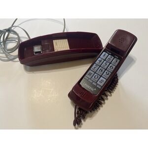 Title: Vintage Unisonic Burgundy Corded Landline Phone Retro Desk Telephone